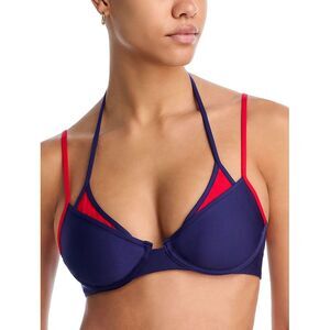 Aqua Womens Layered Look Swimsuit Bikini Top Large Navy/Red - NWT